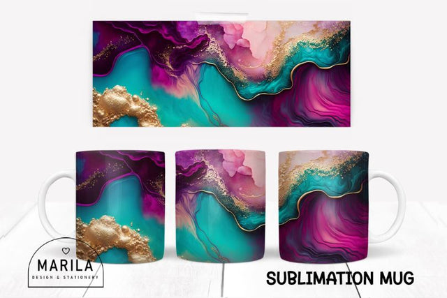 Pink Purple and Teal Abstract sublimation design #3 Sublimation Marilakits 