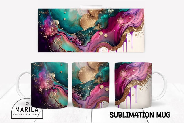 Pink Purple and Teal Abstract sublimation design #4 Sublimation Marilakits 