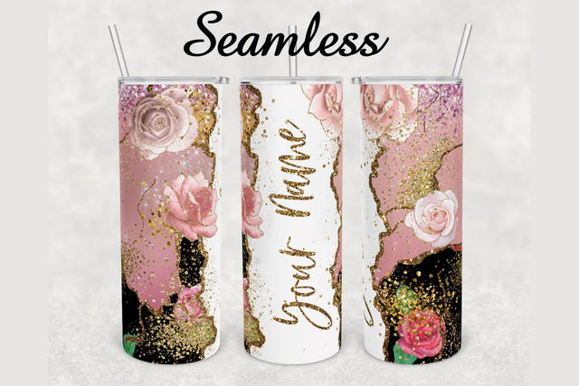 Pink Red Rose Gold Glitter Agate Tumbler sublimation design 20 oz skinny tumbler wrap Sublimation BambinaCreations 