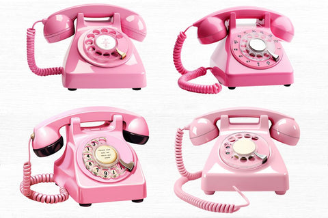 Pink Retro Rotary Phone Clipart Sublimation Regulrcrative 