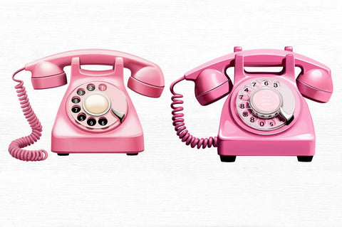 Pink Retro Rotary Phone Clipart Sublimation Regulrcrative 