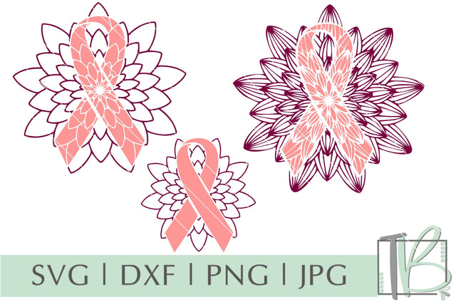 Pink Ribbon SVG, Breast Cancer SVG, Mandala SVG File SVG TB Designs 