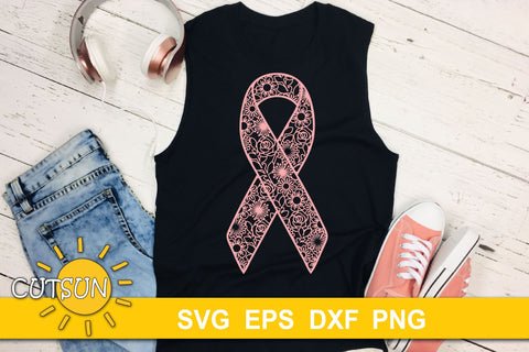 Pink Ribbon svg | Floral pink ribbon SVG | Breast cancer SVG SVG CutsunSVG 
