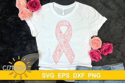 Pink Ribbon svg | Floral pink ribbon SVG | Breast cancer SVG SVG CutsunSVG 