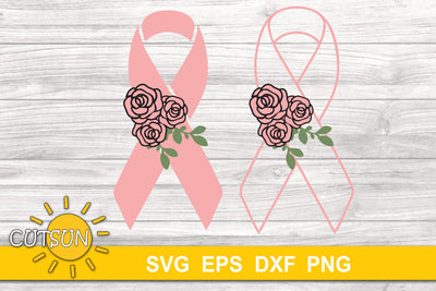 Pink Ribbon svg | Floral pink ribbon SVG | Breast cancer SVG SVG CutsunSVG 