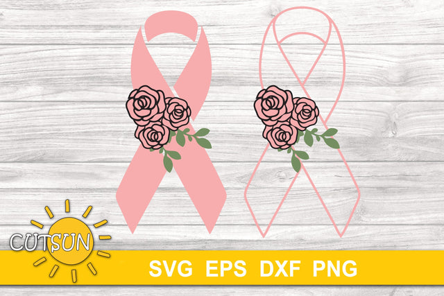 Pink Ribbon svg | Floral pink ribbon SVG | Breast cancer SVG SVG CutsunSVG 