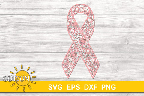 Pink Ribbon svg | Floral pink ribbon SVG | Breast cancer SVG SVG CutsunSVG 