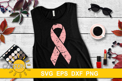 Pink Ribbon svg | Pink ribbon Distressed SVG | Breast cancer SVG CutsunSVG 