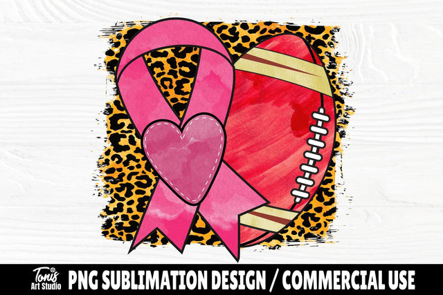 Pink Ribbon with Football PNG, Cancer Sublimation Design SVG TonisArtStudio 