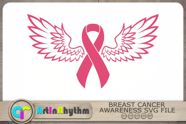 Pink Ribbon with wings Svg, Breast Cancer Awareness Svg, Pink Ribbon Svg SVG Artinrhythm shop 