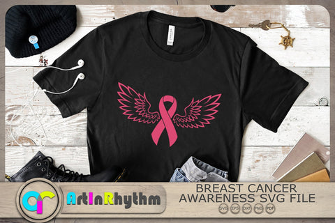 Pink Ribbon with wings Svg, Breast Cancer Awareness Svg, Pink Ribbon Svg SVG Artinrhythm shop 