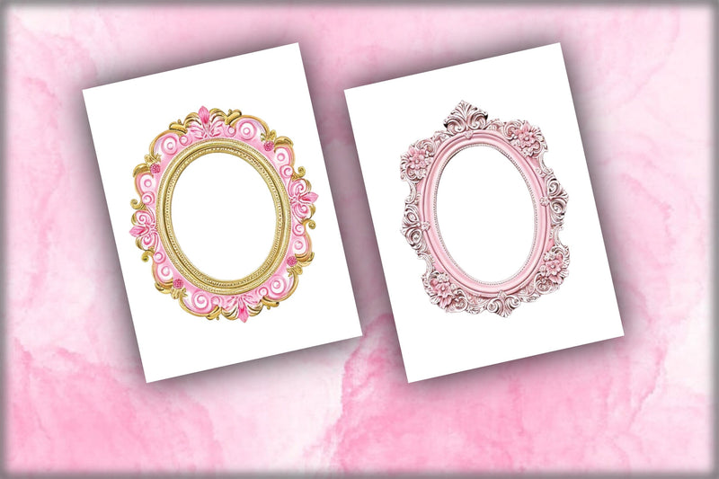 Pink Rococo Frames Sublimation Clipart - So Fontsy