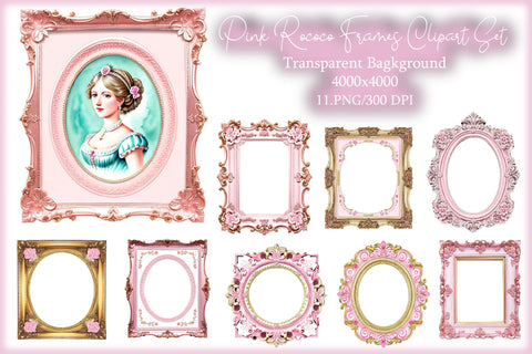 Pink Rococo Frames Sublimation Clipart Sublimation Creativeart88 