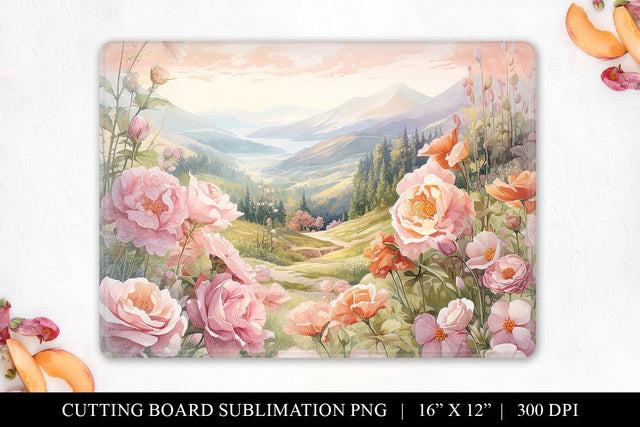 Pink Rose Chopping Board Sublimation File Sublimation BijouBay 
