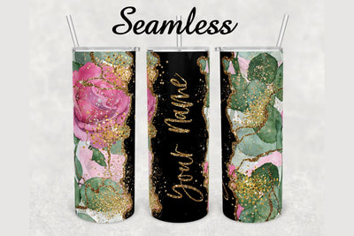 Pink Rose Gold Glitter Agate Tumbler sublimation design 20 oz skinny tumbler wrap Sublimation BambinaCreations 