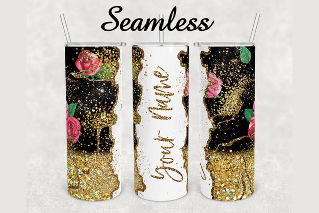Pink Rose Gold Glitter Marble Tumbler sublimation design 20 oz skinny tumbler wrap Sublimation BambinaCreations 