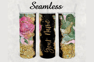 Pink Rose Gold Glitter Marble Tumbler sublimation design 20 oz skinny tumbler wrap Sublimation BambinaCreations 