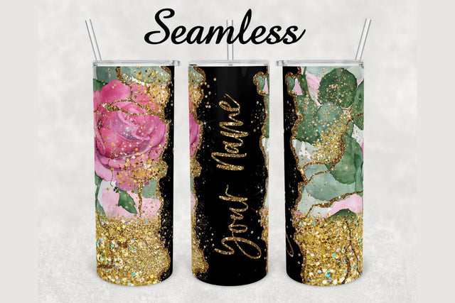 Pink Rose Gold Glitter Marble Tumbler sublimation design 20 oz skinny tumbler wrap Sublimation BambinaCreations 