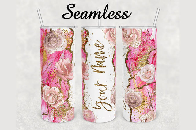 Pink Rose Gold Glitter Marble Tumbler sublimation design 20 oz skinny tumbler wrap Sublimation BambinaCreations 