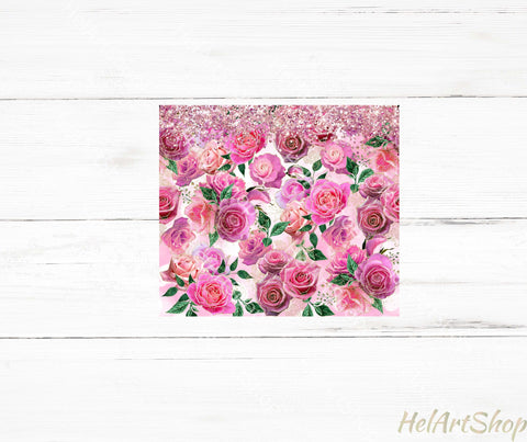 Pink Roses Tumbler PNG | Bouquet Sublimation PNG Sublimation _HelArtShop_ 