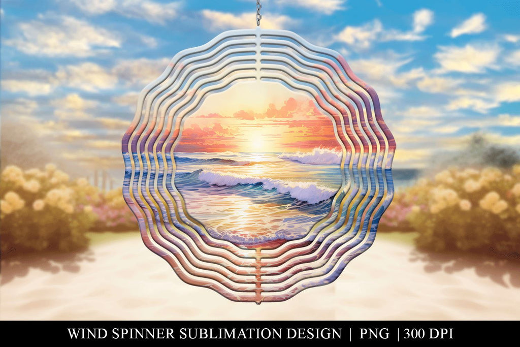 Pink Skies Summer Beach Wind Spinner Sublimation PNG - So Fontsy