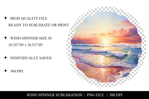Pink Skies Summer Beach Wind Spinner Sublimation PNG Sublimation BijouBay 