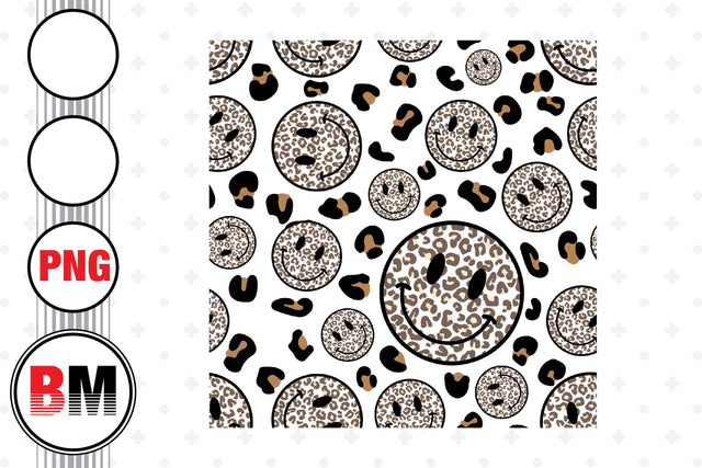 Pink Smiley Face Leopard PNG Files Sublimation BMDesign 