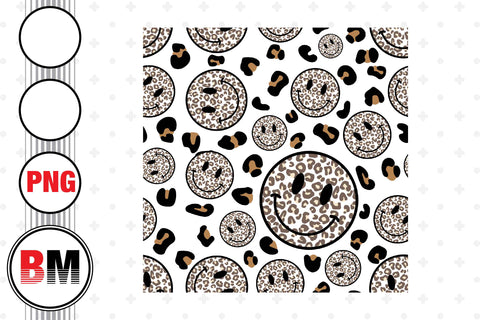 Pink Smiley Face Leopard PNG Files Sublimation BMDesign 