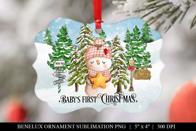 Pink Snowman Baby 1st Christmas Benelux Ornament Sublimation Sublimation BijouBay 