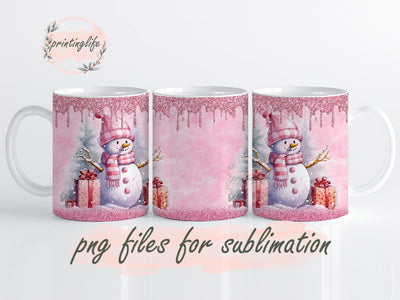 Pink Snowman Christmas Sublimation Design Digital Download PNG Instant Sublimation PrintingLife 