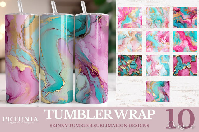 Pink Sublimation Tumbler Wraps | Skinny Tumbler Wrap PNG SVG Petunia Digital Design 