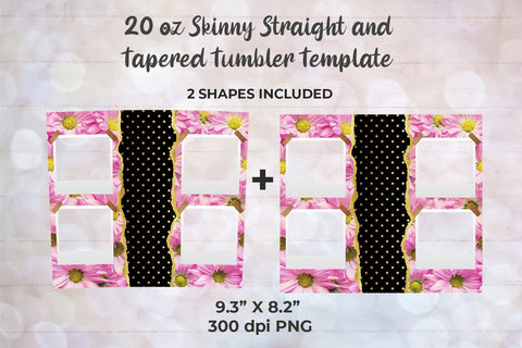 Pink Sunflower Photo 20oz Skinny Tumbler Wrap Template for Sublimation Sublimation Sublimatiz Designs 