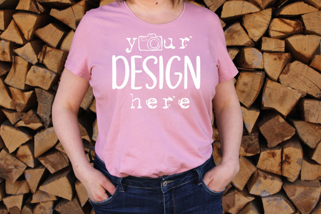Pink T-shirt Mock Ups, Garden, Nature Mockup,Bella Canvas Shirt, Flat Lay Picture,SVG Sublimation,Woman Model Design, Outdoors JPG picture, Farmhouse Background Mock Up Photo ArtStudio 
