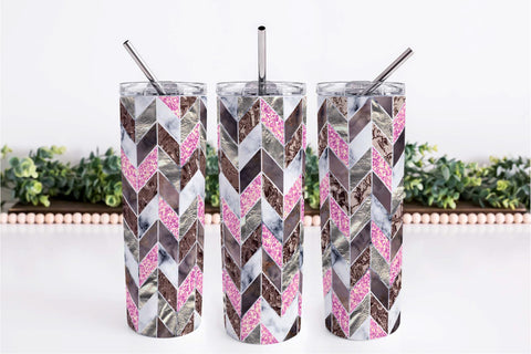 Pink Tangram Skinny Tumbler Wrap 20 Oz Chevron Design PNG SVG OrangeBrushStudio 