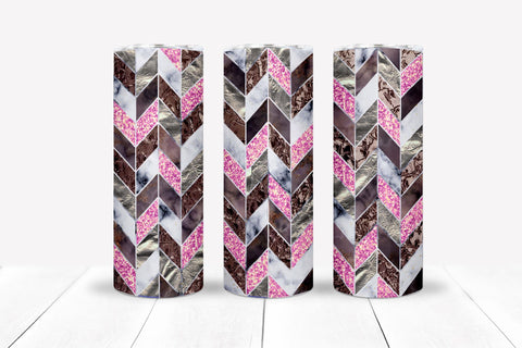 Pink Tangram Skinny Tumbler Wrap 20 Oz Chevron Design PNG SVG OrangeBrushStudio 