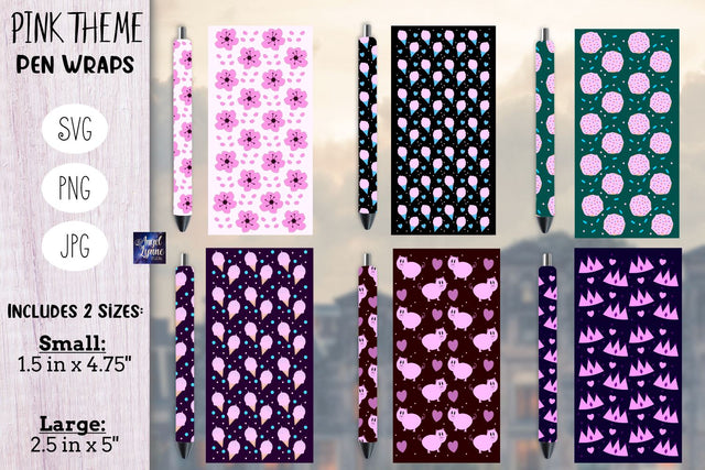 Pink Themed Pen Wrap Bundle | Pink Pen Wrap SVG SVG Angel Lynne Designs 