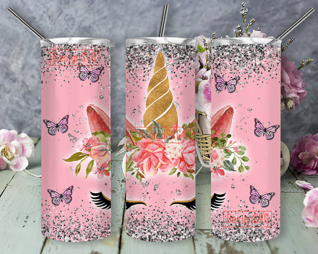 Pink Unicorn 20oz Tumbler wrap PNG, Unicorn Tumbler Wrap, watercolor horse skinny tumbler download PNG tumbler wrap file digital download Sublimation DesignSVG 