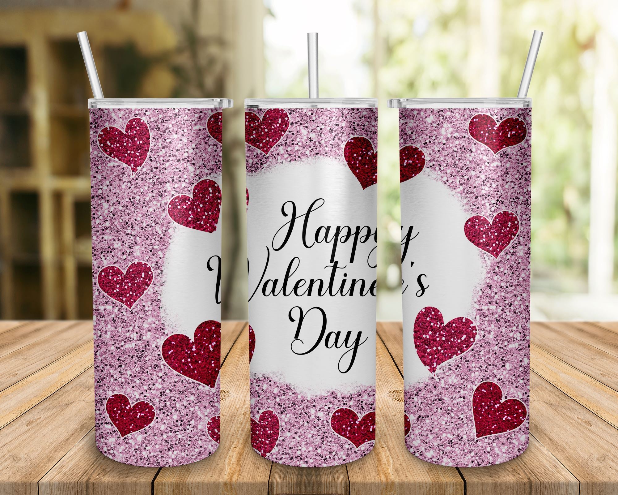 Valentine Glitter Tumbler Sublimation Design, Skinny Tumbler