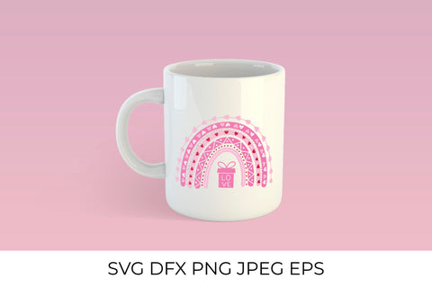 Pink Valentines Rainbow SVG with hearts and gift box SVG LaBelezoka 