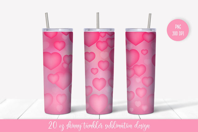 Pink Valentines tumbler sublimation. Hearts wrap design Sublimation LaBelezoka 