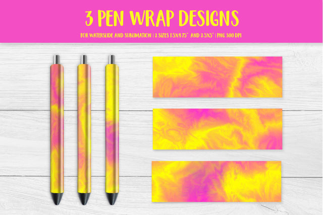 Pink Yellow Marble Pen Wrap Sublimation or Waterslide Sublimation LaBelezoka 