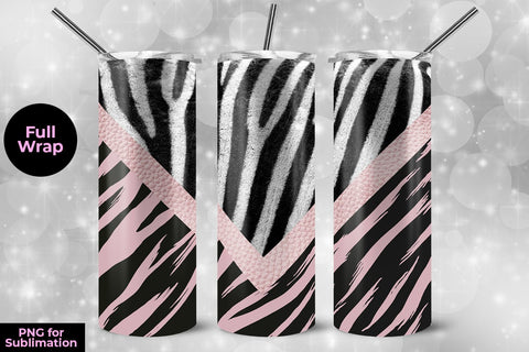 Pink Zebra 20oz Skinny Tumbler Wrap Template for Sublimation Sublimation Sublimatiz Designs 