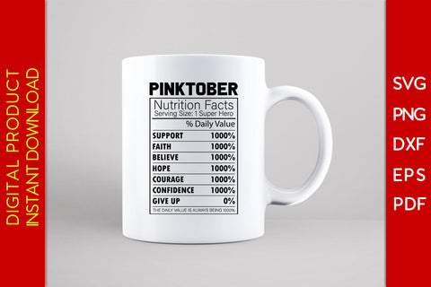 Pinktober Nutrition Facts Breast Cancer Awareness SVG PNG PDF Cut File SVG Creativedesigntee 