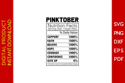 Pinktober Nutrition Facts Breast Cancer Awareness SVG PNG PDF Cut File SVG Creativedesigntee 