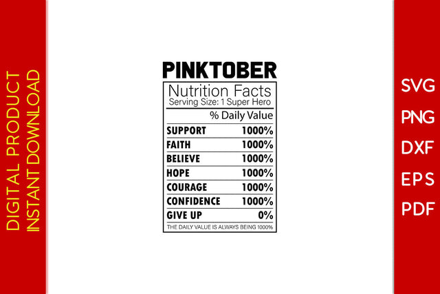 Pinktober Nutrition Facts Breast Cancer Awareness SVG PNG PDF Cut File SVG Creativedesigntee 