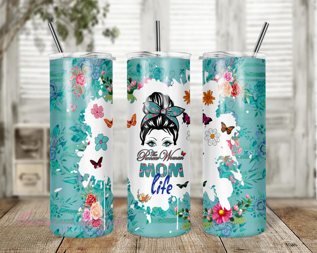 Pioneer Woman Messy Bun Mom Life 20oz Skinny Tumbler Sublimation Designs, A Well Read Woman Tumbler Wrap - PNG Digital Download Sublimation TrendingDesign 