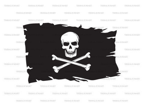 Pirate flag with skull and cross bones SVG TribaliumArtSF 
