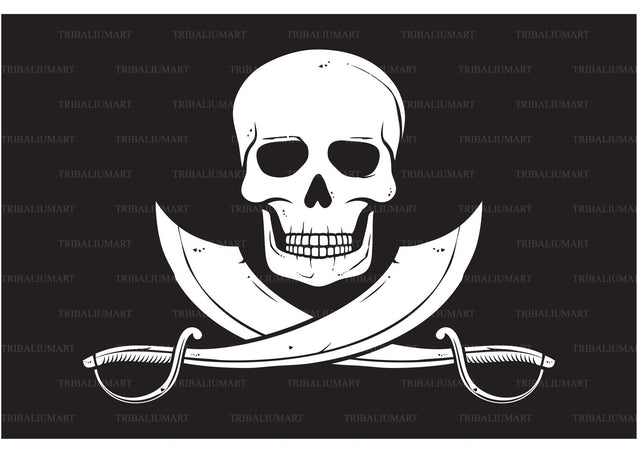 Pirate flag with skull and crossed sabers SVG TribaliumArtSF 