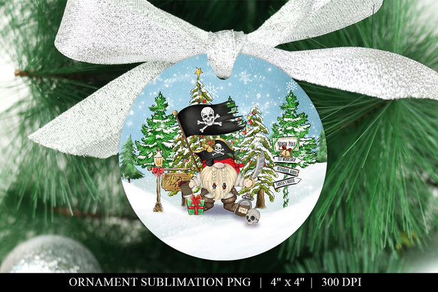 Pirate Gnome Round Ornament Sublimation PNG Sublimation BijouBay 