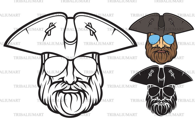 Pirate head with aviator sunglasses SVG TribaliumArtSF 